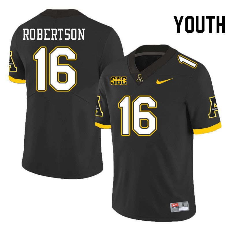 Youth #16 Seth Robertson Appalachian State Mountaineers College Football Jerseys Stitched-Black